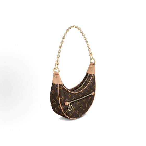 LOUIS VUITTON Loop classic monogram full-print chain shoulder bag, moon bag, pea bag, underarm bag, hand bag, shoulder bag, brown