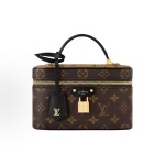 LOUIS VUITTON Vanity CHAIN POUCH  full of printed zipper leather hand-held cosmetic bag, brown