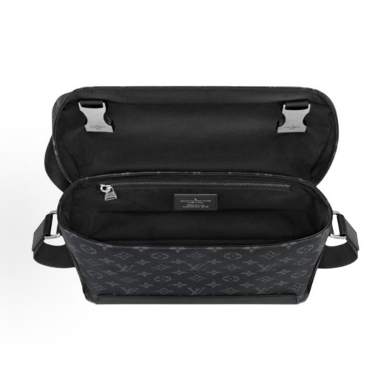 LOUIS VUITTON VOYAGER series classic monochrome full-print messenger bag, single-shoulder crossbody bag, small black