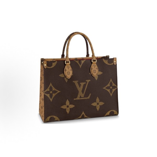 LOUIS VUITTON ONTHEGO classic commuter jungle bag, Tote bag, Tote bag, shopping bag, single-shoulder handbag, medium size, brown/caramel color combination