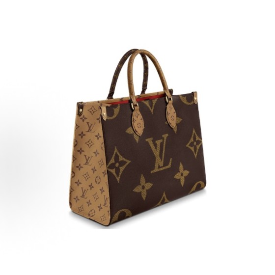 LOUIS VUITTON ONTHEGO classic commuter jungle bag, Tote bag, Tote bag, shopping bag, single-shoulder handbag, medium size, brown/caramel color combination