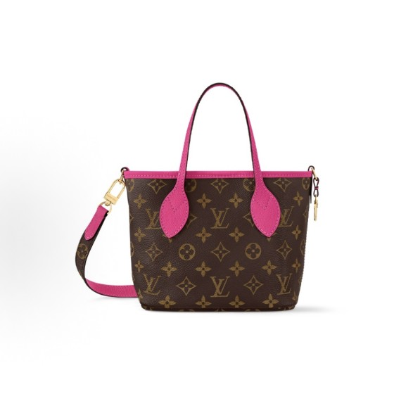 LOUIS VUITTON NEVERFULL INSIDE OUT BB Detachable shoulder strap Double-sided Neverfull Tote bag Tote bag Single-shoulder crossbody handbag Small rose red