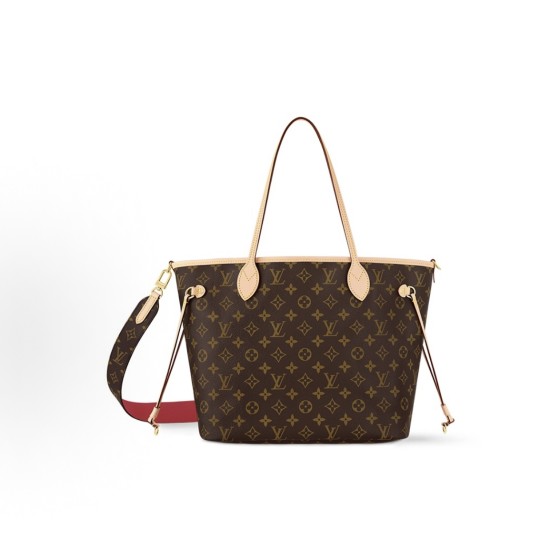 LOUIS VUITTON NEVERFULL INSIDE OUT MM Vertical striped Tote bag Tote bag Shopping bag Monogram shoulder handbag Medium size red