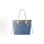 LOUIS VUITTON NEVERFULL Logo printed Tote bag, shopping bag, hand bag, shoulder bag, medium size, blue