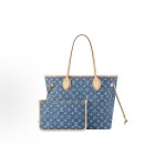 LOUIS VUITTON NEVERFULL Logo printed Tote bag, shopping bag, hand bag, shoulder bag, medium size, blue