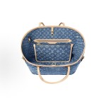 LOUIS VUITTON NEVERFULL Logo printed Tote bag, shopping bag, hand bag, shoulder bag, medium size, blue