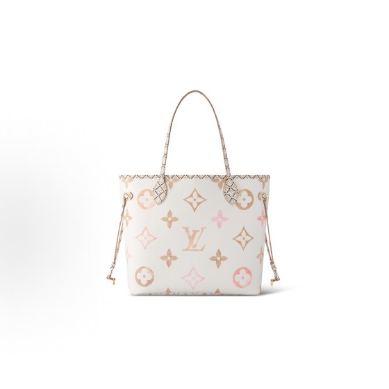 LOUIS VUITTON NEVERFULL Summer Limited Edition Watercolor Series Letter pattern printed Tote bag, Tote bag shopping bag, medium size handbag