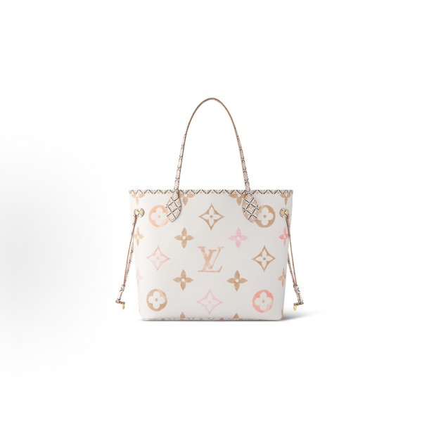 LOUIS VUITTON NEVERFULL Summer Limited Edition Watercolor Series Letter pattern printed Tote bag, Tote bag shopping bag, medium size handbag