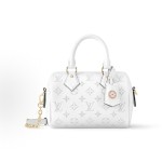 LOUIS VUITTON Speedy 20 printed Logo zipper opening and closing single-shoulder crossbody handbag, white