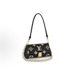 LOUIS VUITTON Favorite large monogram patterned embossed dumpling bag, black and off-white