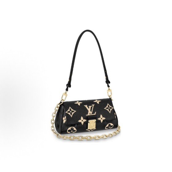 LOUIS VUITTON Favorite large monogram patterned embossed dumpling bag, black and off-white