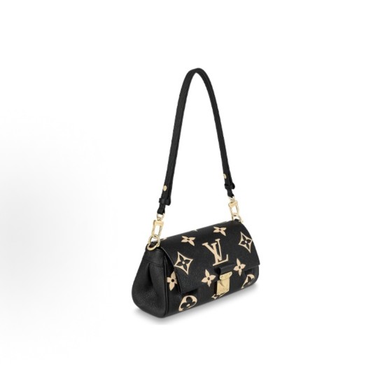 LOUIS VUITTON Favorite large monogram patterned embossed dumpling bag, black and off-white