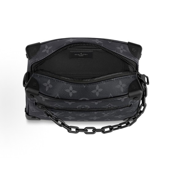 LOUIS VUITTON SOFT TRUNK Classic Monogram full-print chain shoulder strap box bag, mini black crossbody bag