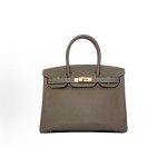 HERMES Birkin 30 Gold Buckle Women\'s Edition 18 Etoupe Elephant Grey