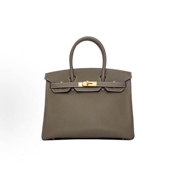 HERMES Birkin 30 Gold Buckle Women\'s Edition 18 Etoupe Elephant Grey