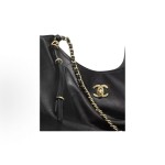 CHANEL 25S retro gold chain single-shoulder bag, large black