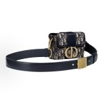 DIOR 30 Montaigne Montaigne collection Oblique embroidery Monogram Full Print wide shoulder strap Bag, women\'s denim blue